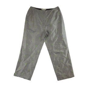 VTG 90s Peter Martin Silk High Rise Ankle Pants 8 Gingham Palm Trees Resort